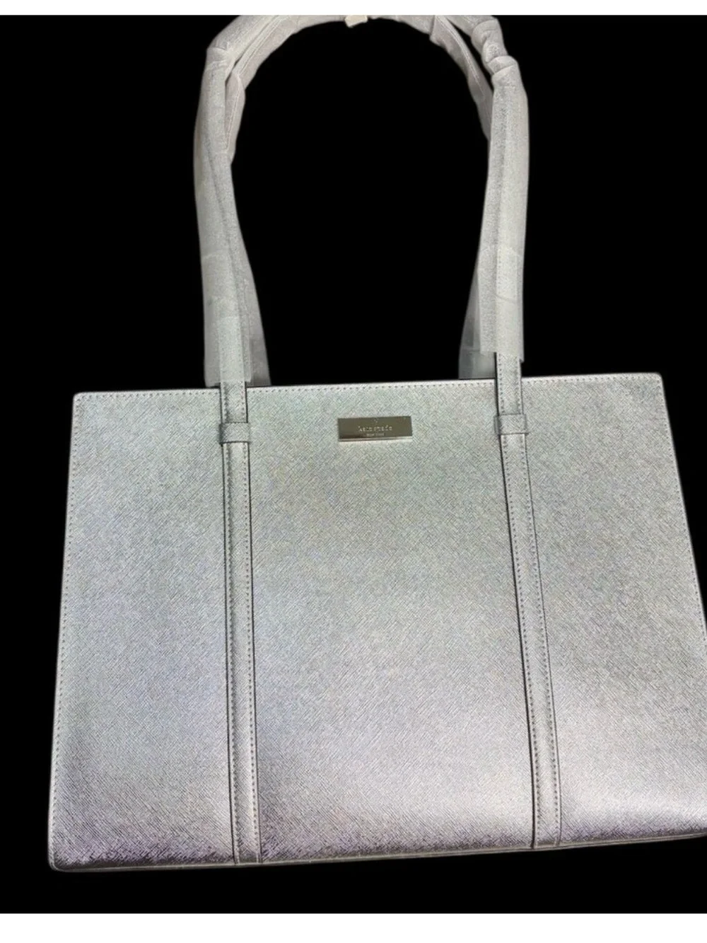 Kate Spade New York Gifting Tote KI965 Metallic Saffiano Lunar Light NWT